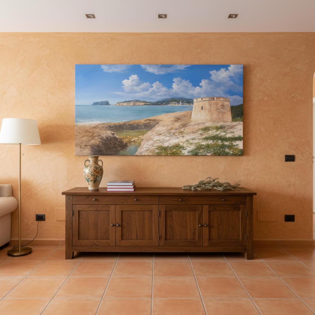 Óleo Vigía del Mediterráneo – Óleo Original (80x150cm)