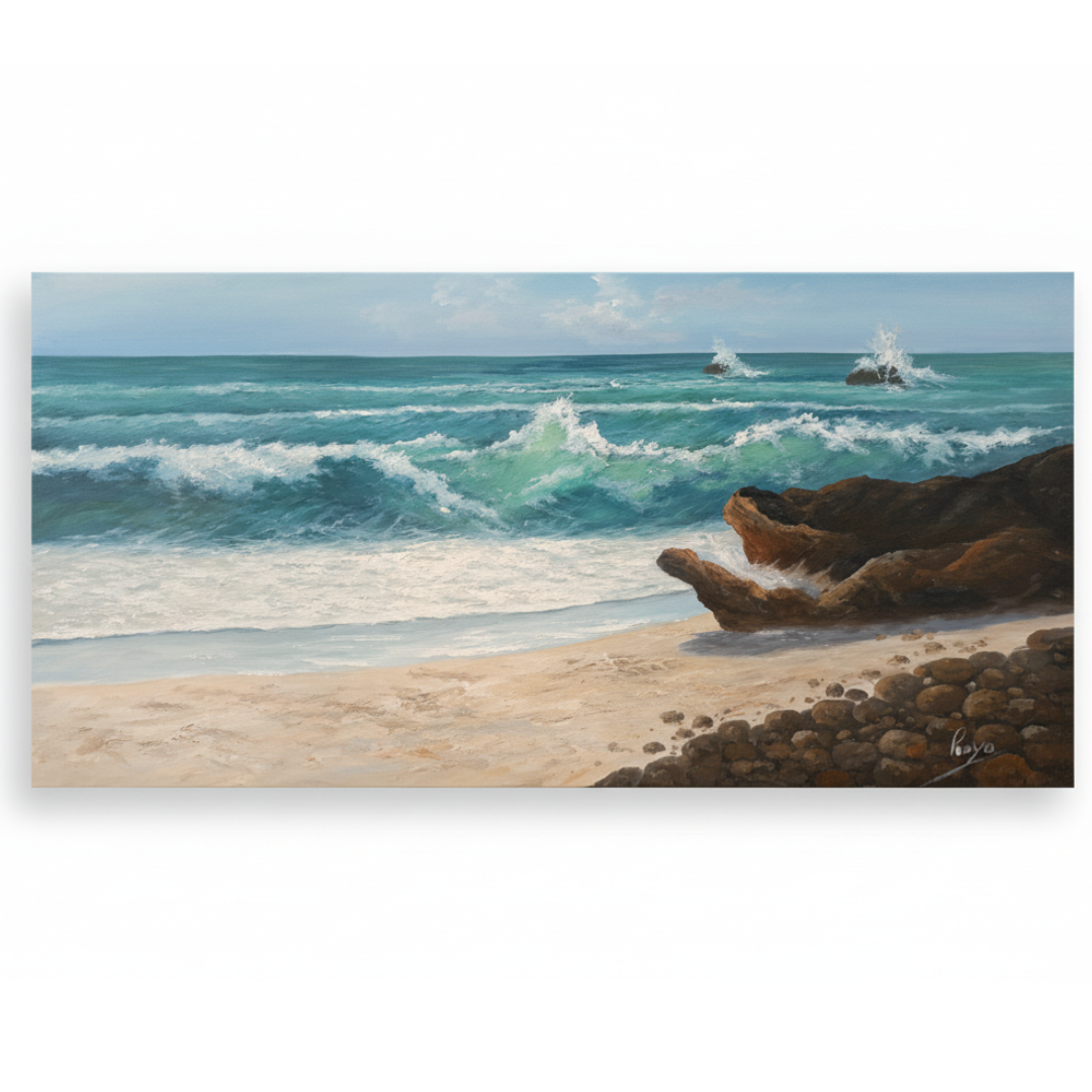 Óleo Costa Turquesa – Óleo Original (70x140cm)