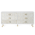 Cómoda Relieve de Oriente – Mango Tallado de 6 Cajones (170 cm)