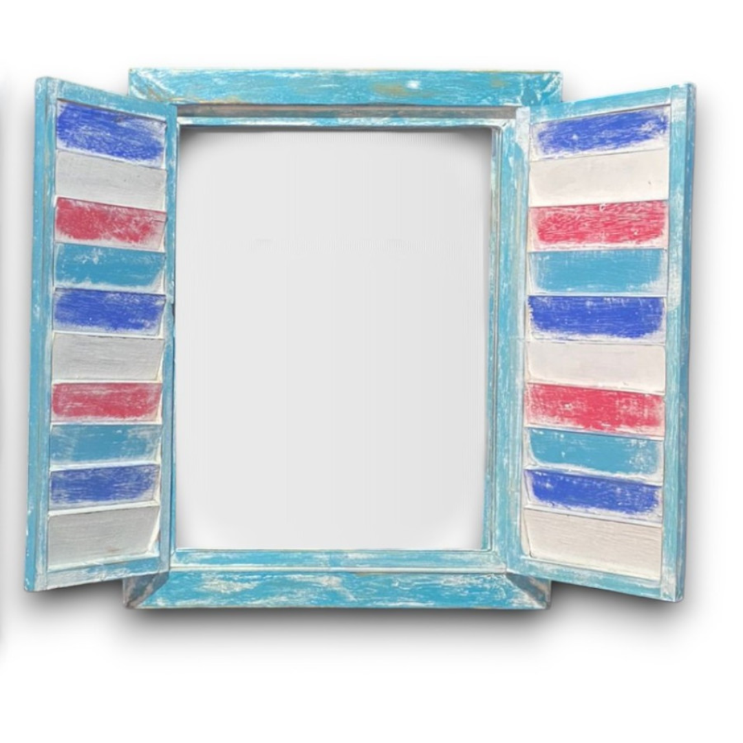 Espejo Ventana de Roble – Formato Rústico Natural (50x40 cm)