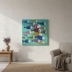 Óleo Acuario Mediterráneo – Óleo Original (90x90cm)