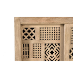 Consola Nórdica Industrial – Mango Natural y Puertas Correderas (90 cm)