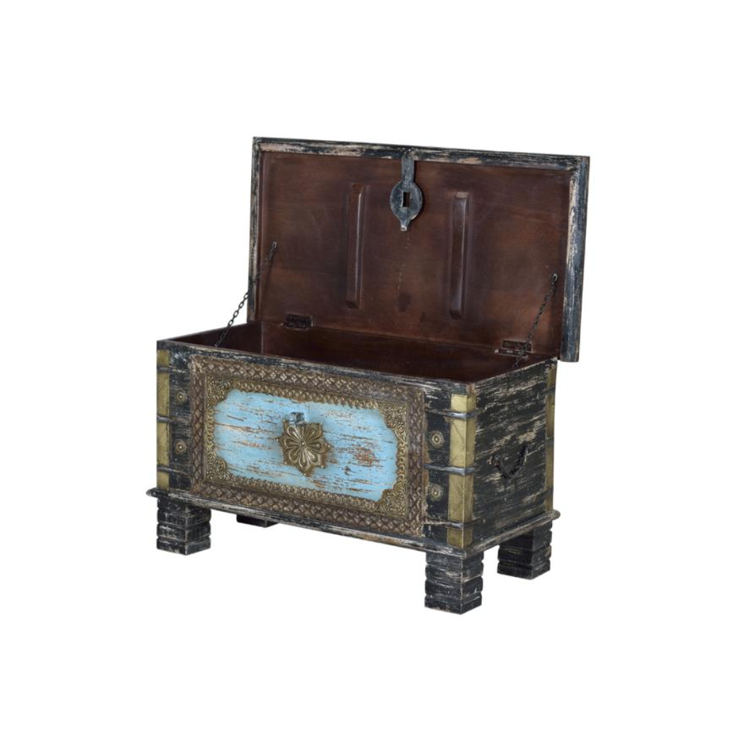 Arca Legado Compacto – Baúl de Mango y Bronce (80 cm)