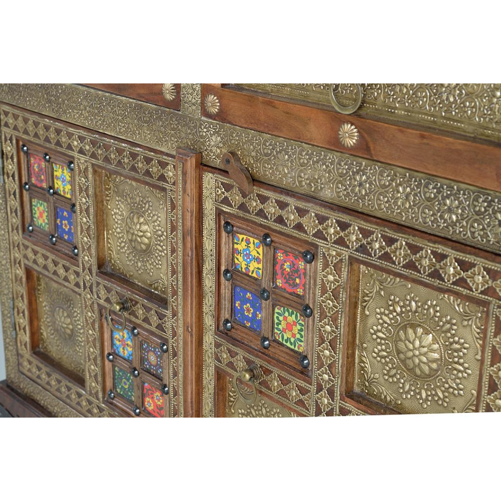 Cómoda Mosaico del Sultán – Acacia, Azulejo y Bronce (105 cm)