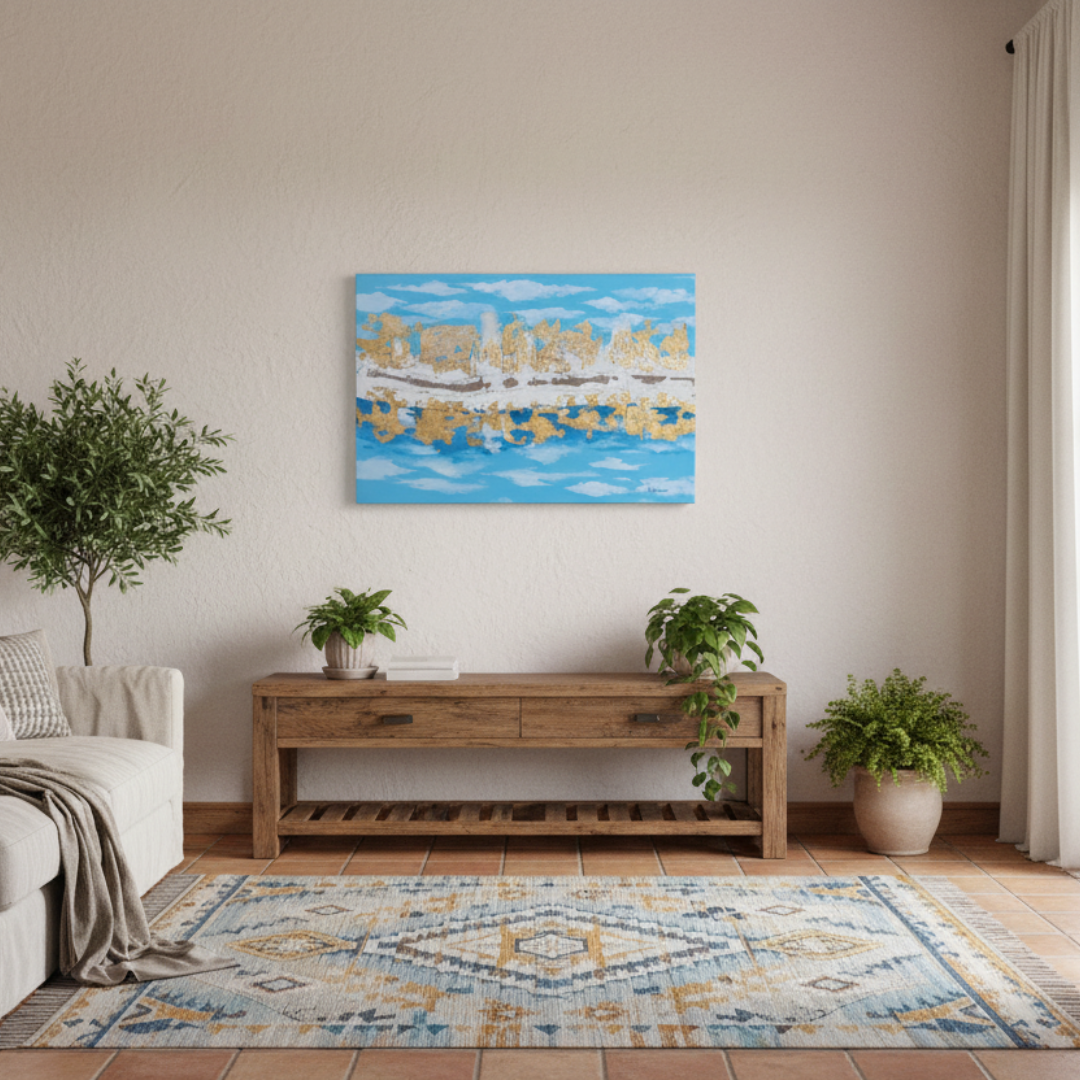 Óleo Reflejos de Oro – Óleo Original con Pan de Oro (90x60cm)