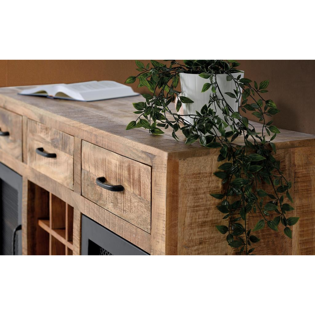 Aparador Forja y Veta – Estilo Industrial en Mango Natural (150 cm)
