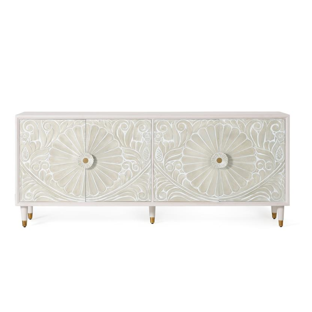 Aparador Cuadrante Real – Mango Tallado de 4 Puertas (190 cm)