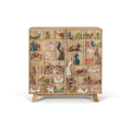 Cómoda Reserva Natural – Mango Macizo y Relieve de Fauna (80 cm)