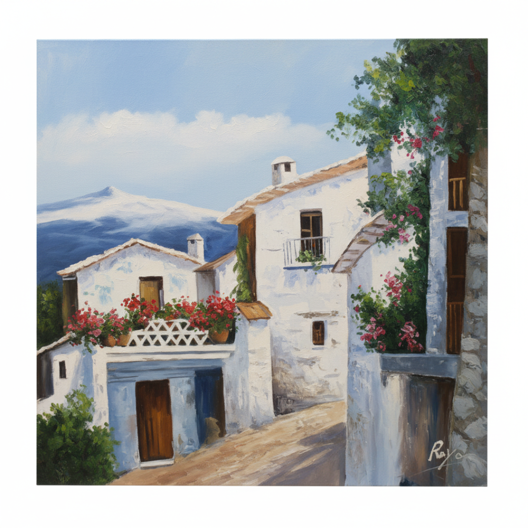 Óleo Pueblos Blancos – Óleo Original (100x100cm)