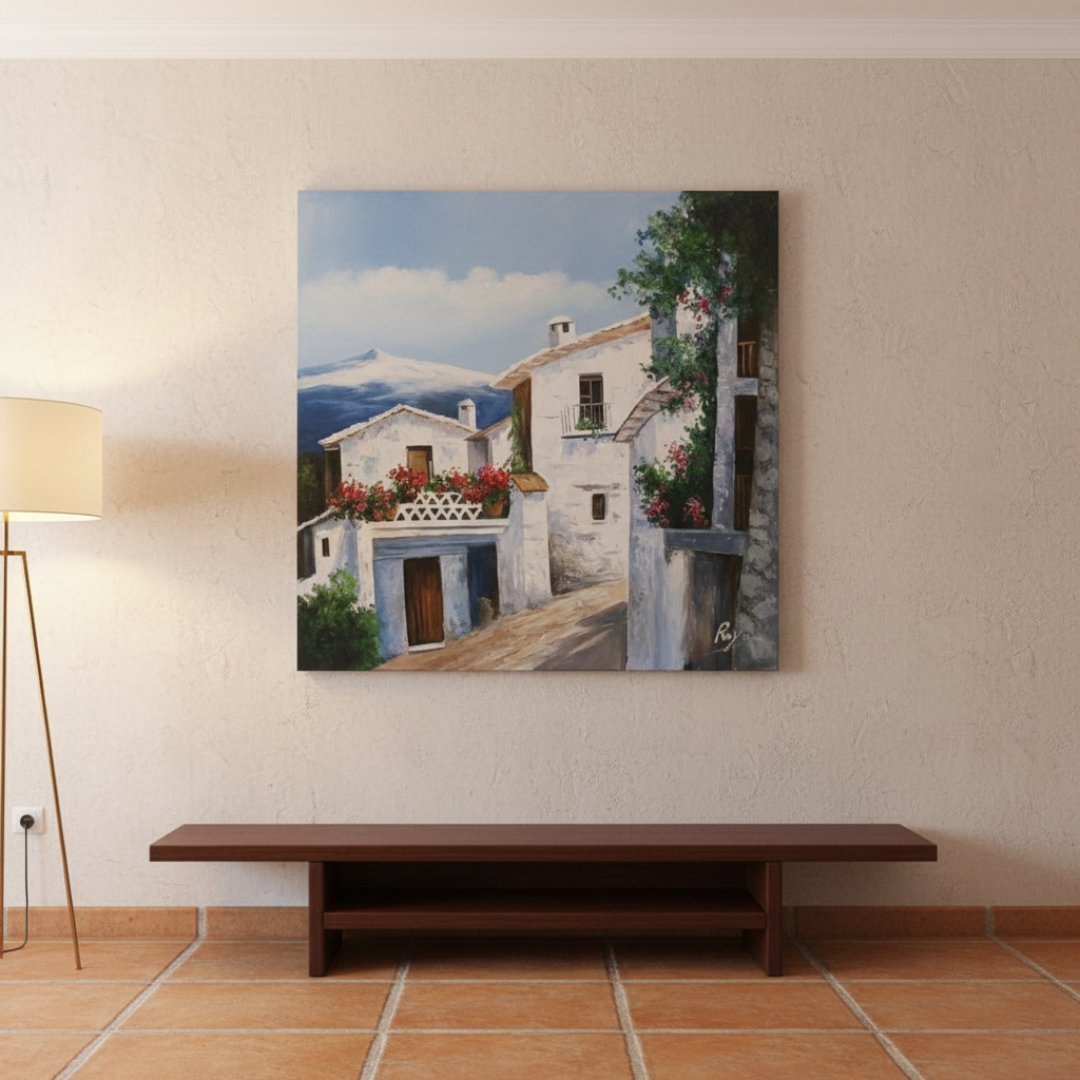 Óleo Pueblos Blancos – Óleo Original (100x100cm)