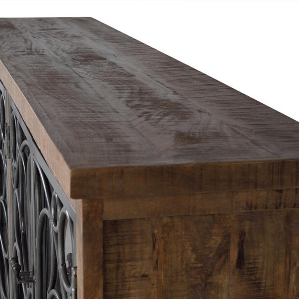 Aparador Horizonte Industrial – Mango Macizo y Metal (190 cm)