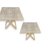 Veta Viva – Set de Mesa y Taburete con Grabados Artesanales