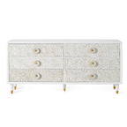 Cómoda Relieve de Oriente – Mango Tallado de 6 Cajones (170 cm)
