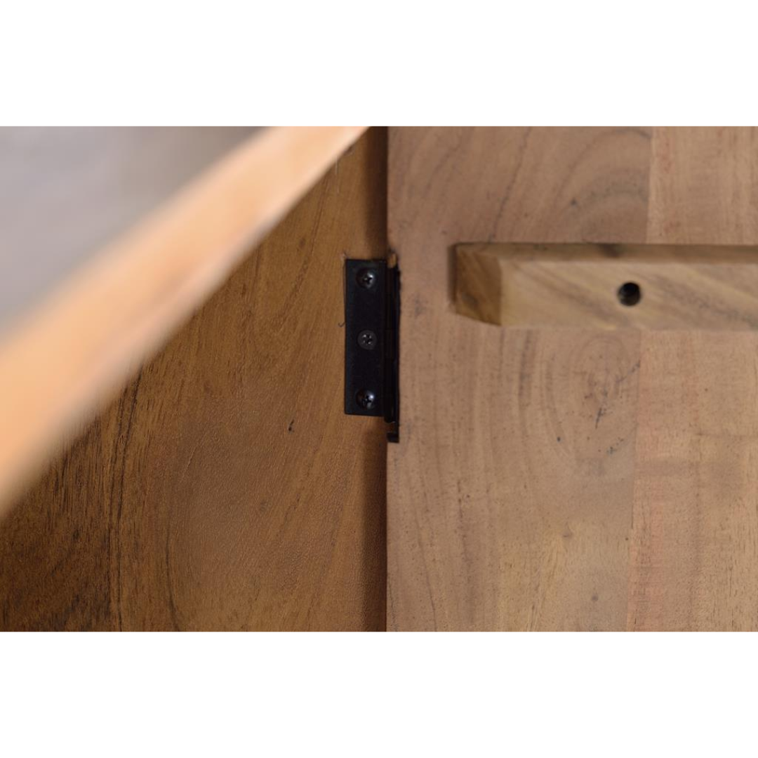Aparador Corteza de Acacia – Madera Maciza Tallada de 4 Puertas (190 cm)