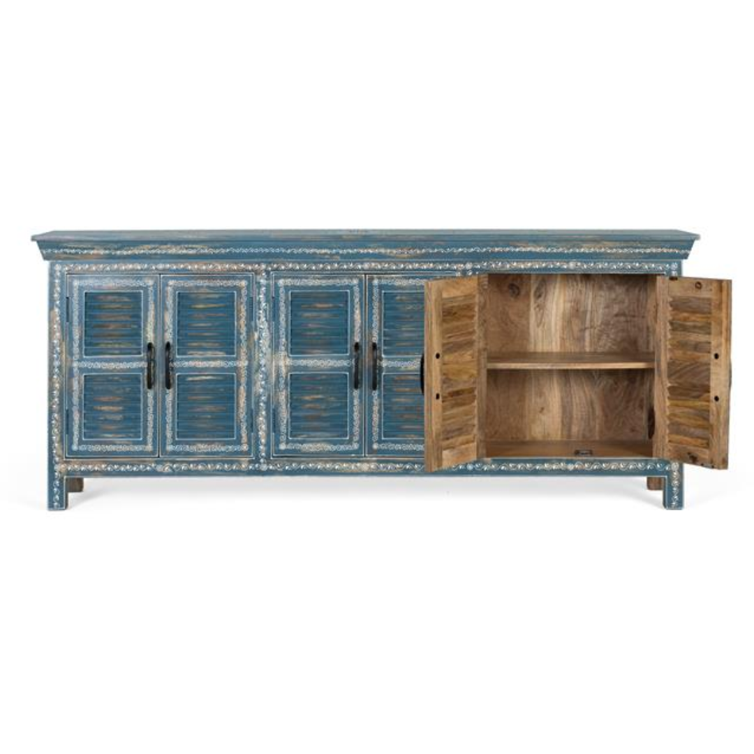 Aparador Océano de Mango – 6 Puertas Pintadas a Mano (184 cm)