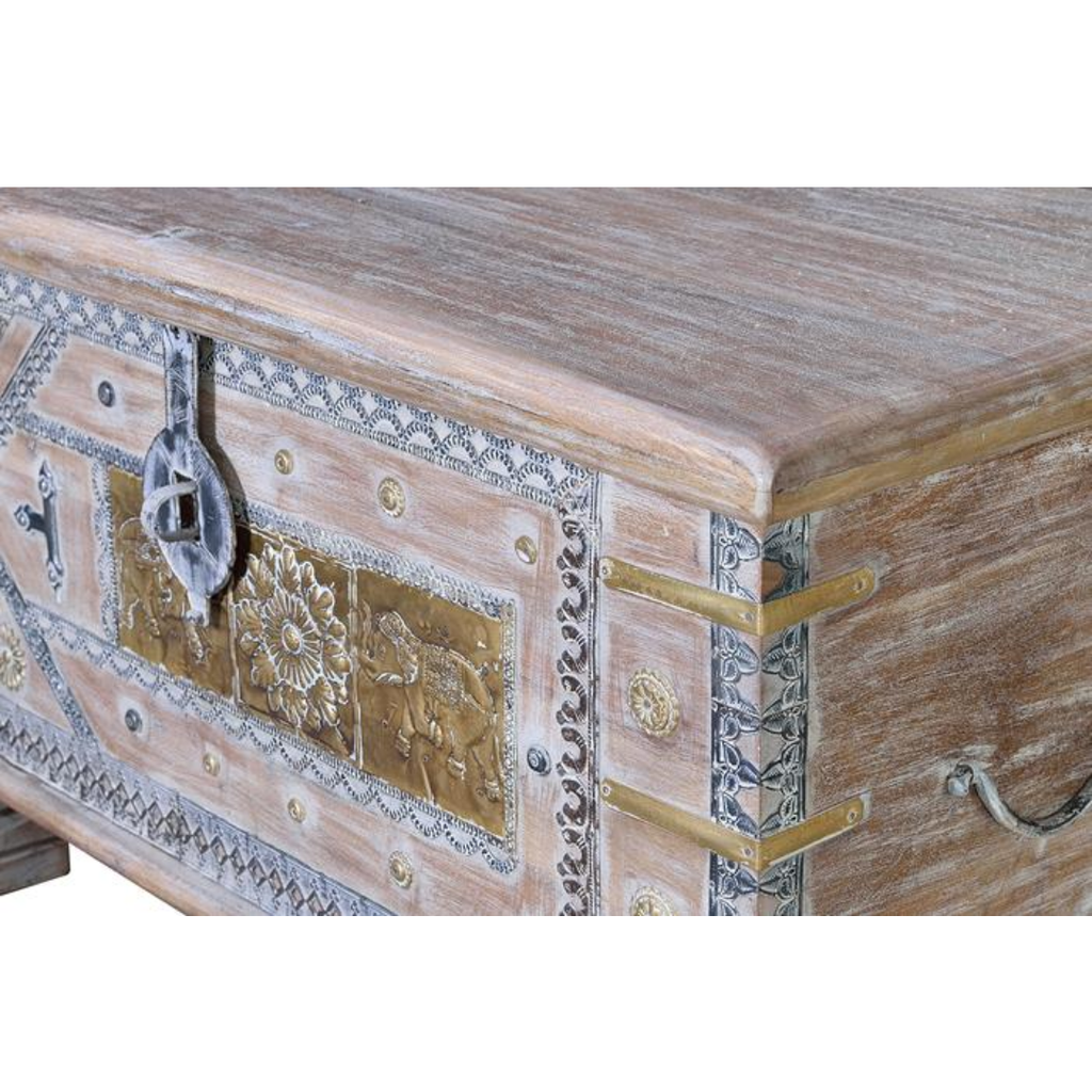 Arca Esencia Colonial – Baúl de Mango y Bronce (80 cm)