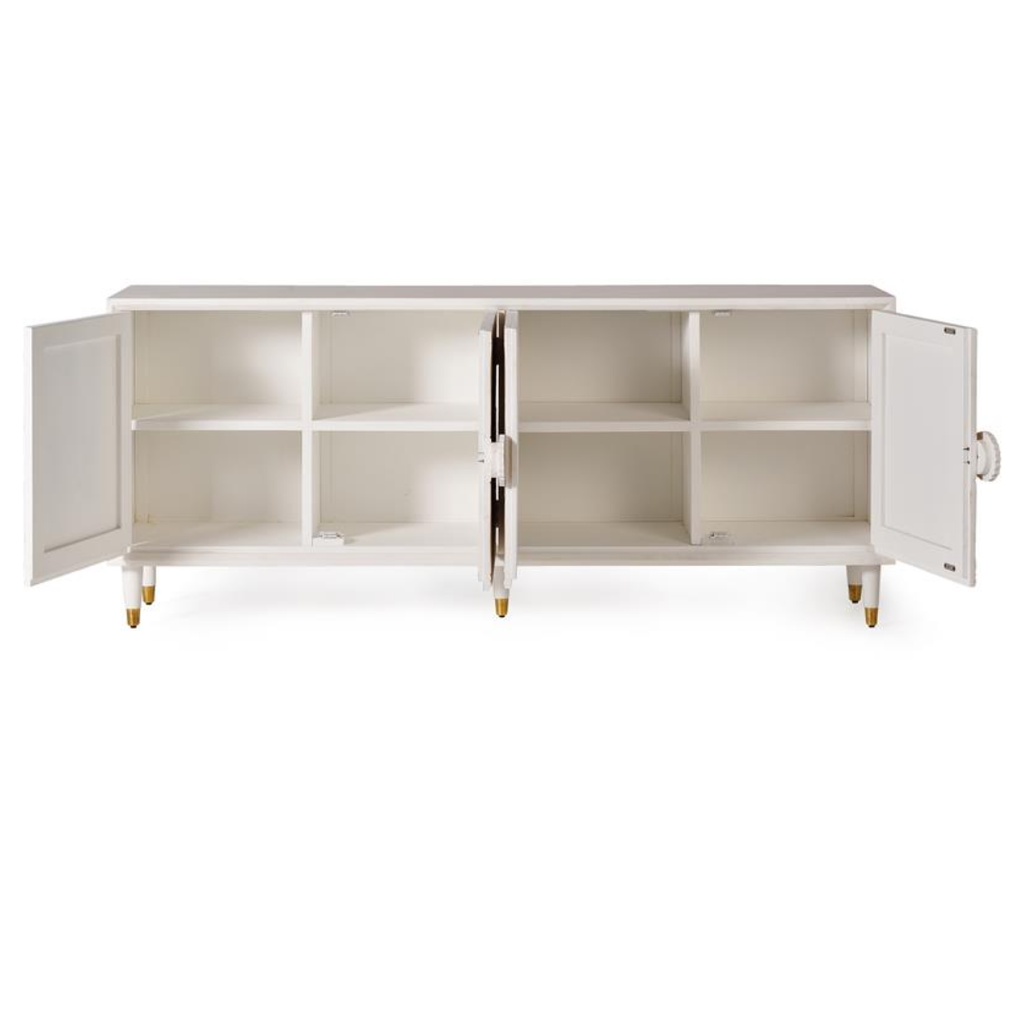 Aparador Cuadrante Real – Mango Tallado de 4 Puertas (190 cm)