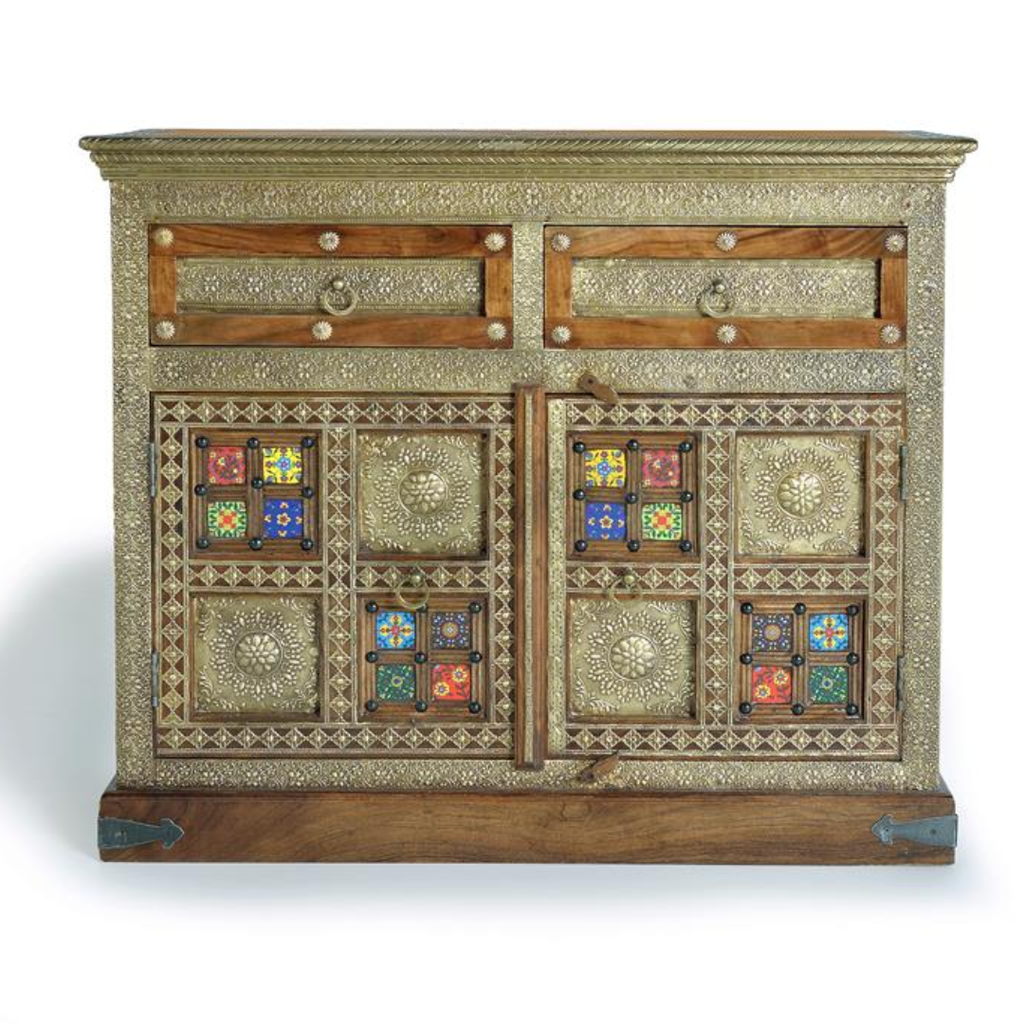 Cómoda Mosaico del Sultán – Acacia, Azulejo y Bronce (105 cm)