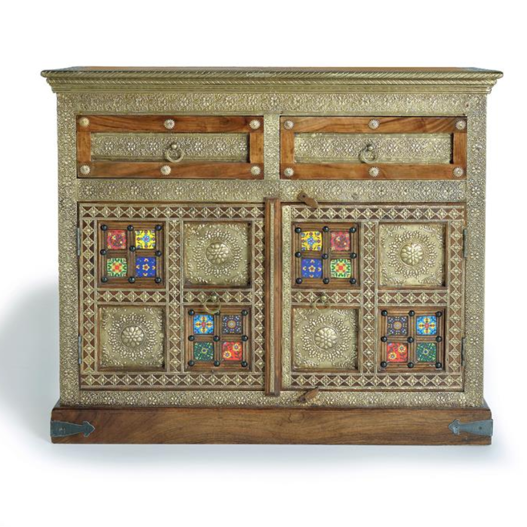 Cómoda Mosaico del Sultán – Acacia, Azulejo y Bronce (105 cm)