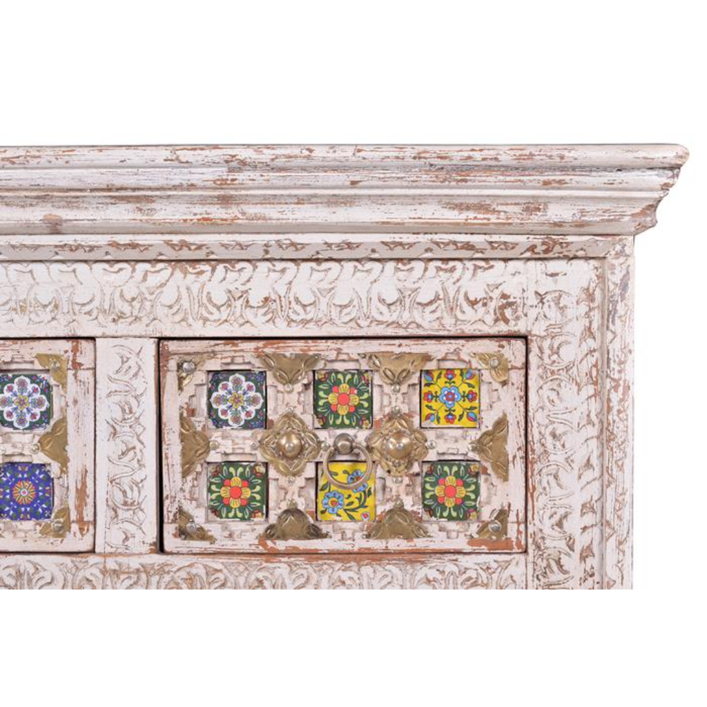 Cómoda Bakhra Mosaico – Mango, Azulejo y Bronce (90 cm)