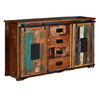 Aparador Legado Industrial – Madera Reciclada y Puertas Correderas (130 cm)