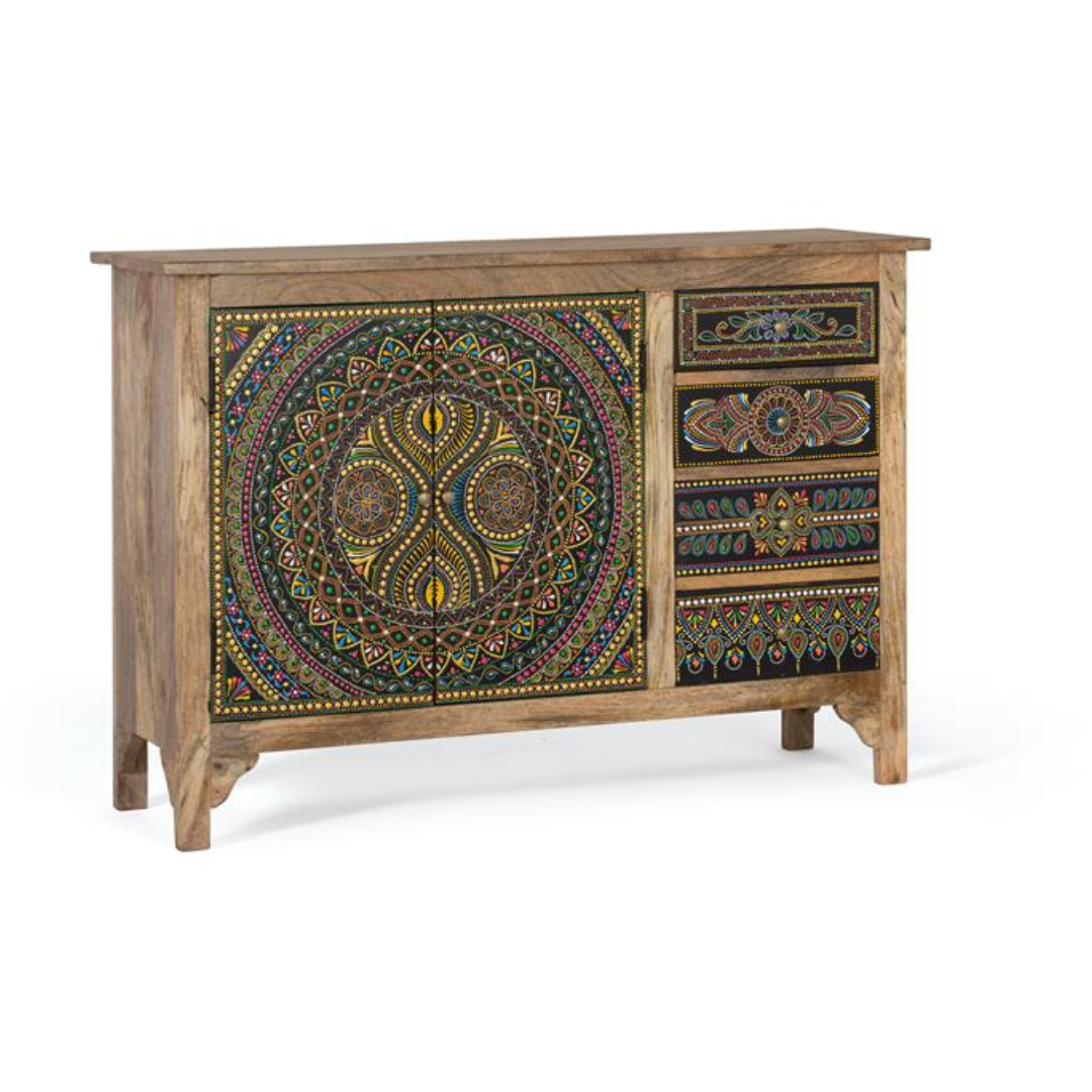 Aparador Caleidoscopio de Mango – Pintado a Mano (107 cm)