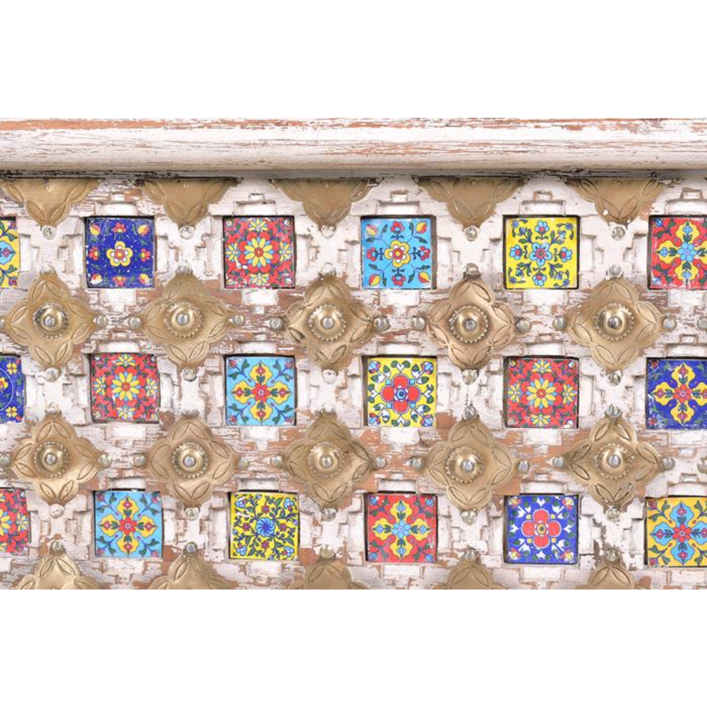 Arca Esencia Bakhra – Baúl de Mango, Azulejo y Bronce (80 cm)