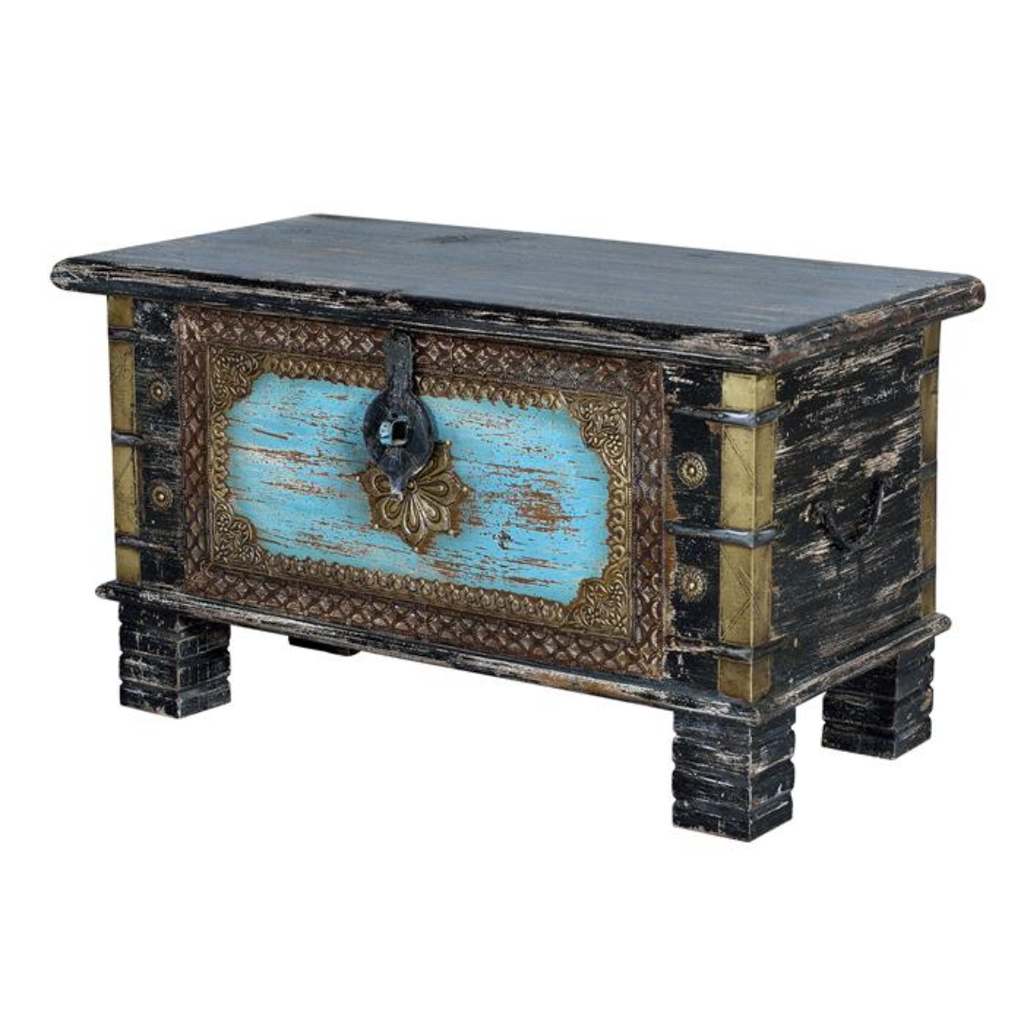 Arca Legado Compacto – Baúl de Mango y Bronce (80 cm)
