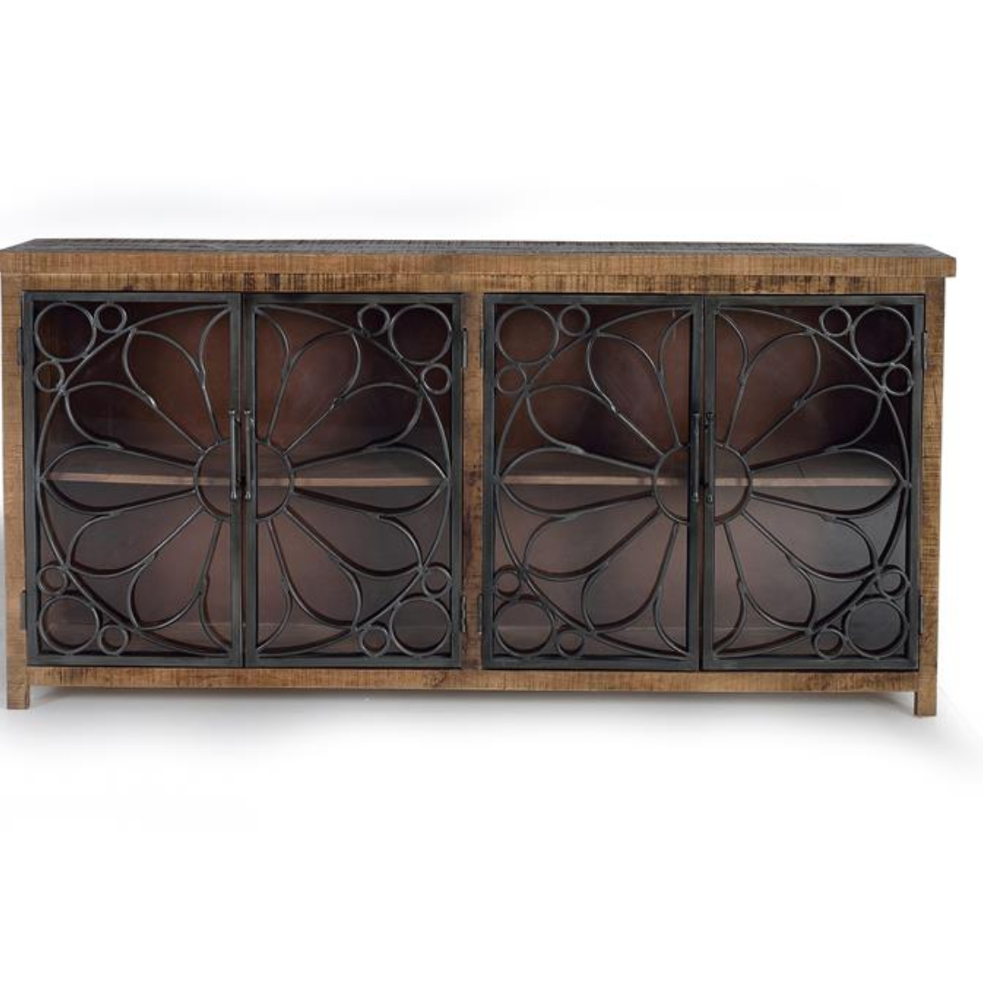 Aparador Horizonte Industrial – Mango Macizo y Metal (190 cm)