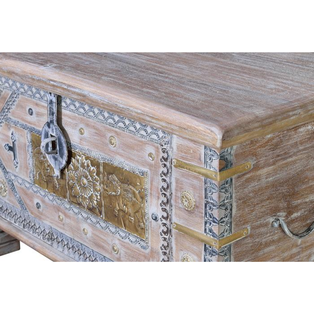 Arca Esencia Colonial – Baúl de Mango y Bronce (80 cm)
