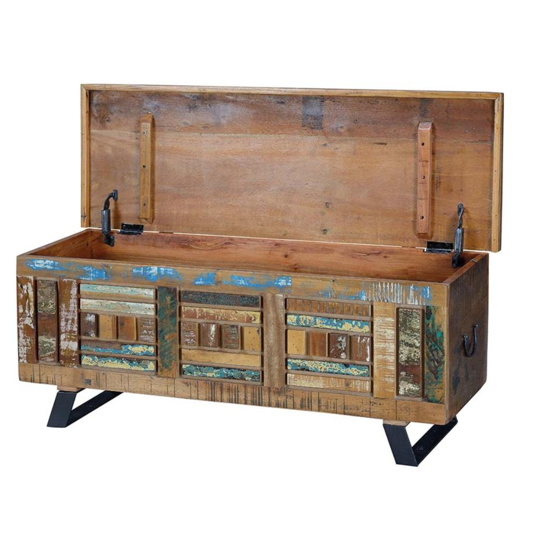 Arca Legado Urbano – Baúl de Madera Reciclada y Hierro (116 cm)