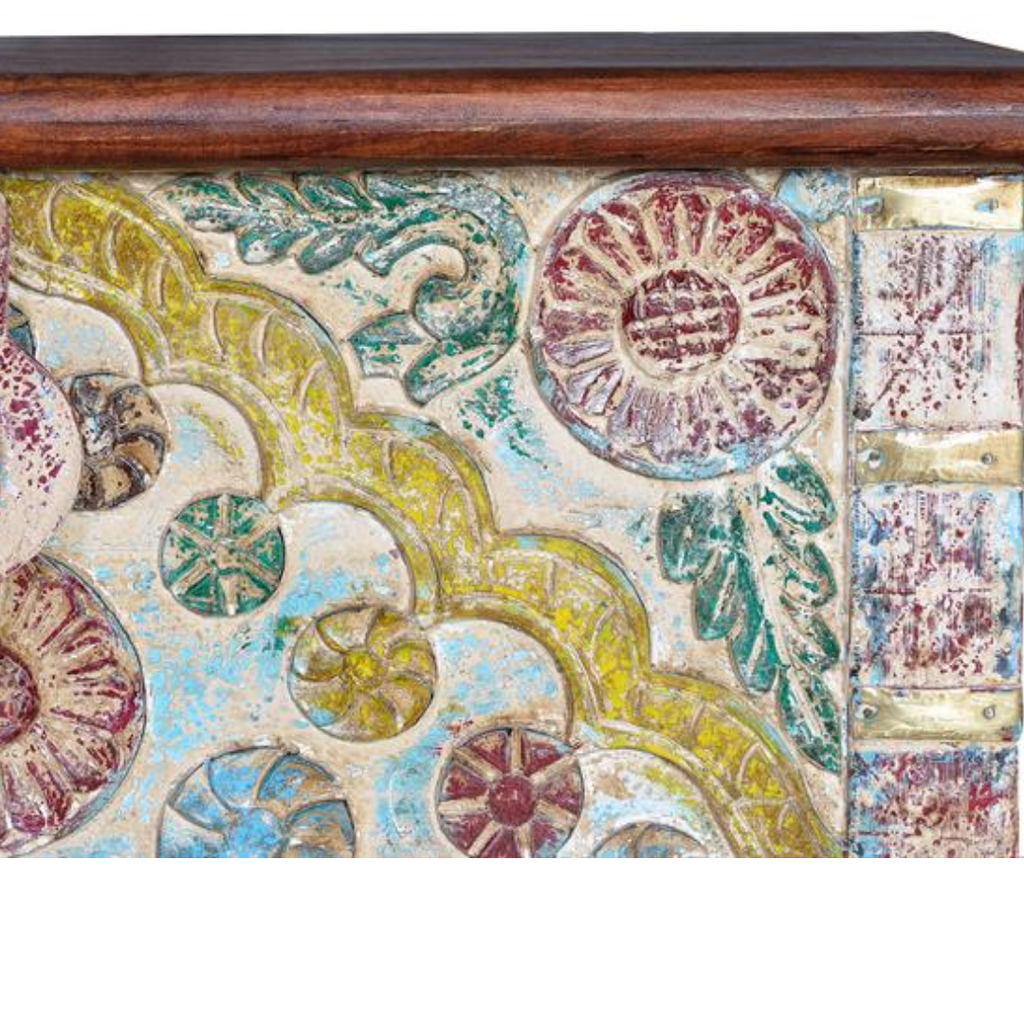 Arca Caleidoscopio – Baúl Étnico Multicolor (80 cm)