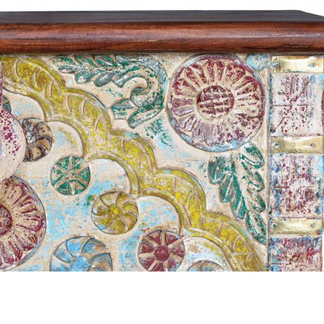 Arca Caleidoscopio – Baúl Étnico Multicolor (80 cm)