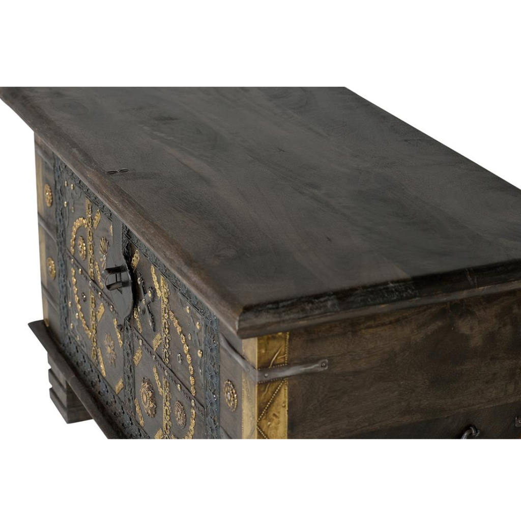 Arca Sombra de Bronce – Baúl de Mango y Metal (80 cm)