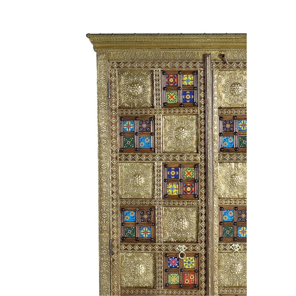Armario Alcázar Étnico – Acacia, Azulejo y Bronce Repujado (180 cm)