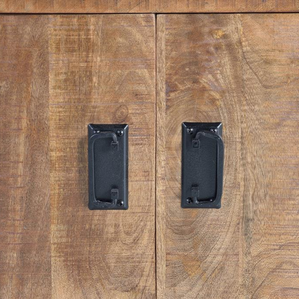 Aparador Estructura Industrial – Mango Natural y Acero (180 cm)