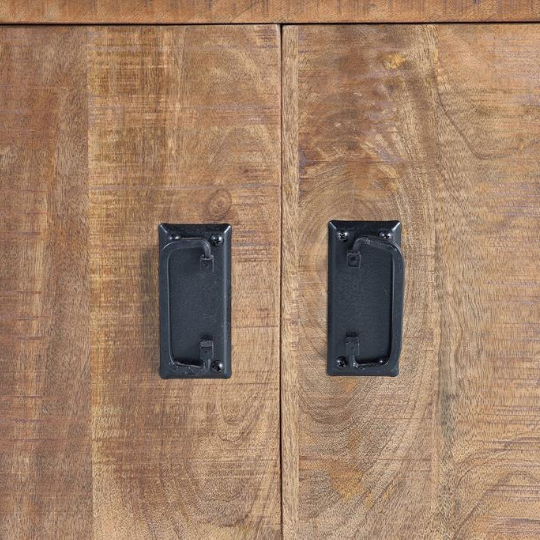 Aparador Estructura Industrial – Mango Natural y Acero (180 cm)