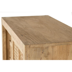 Consola Nórdica Industrial – Mango Natural y Puertas Correderas (90 cm)