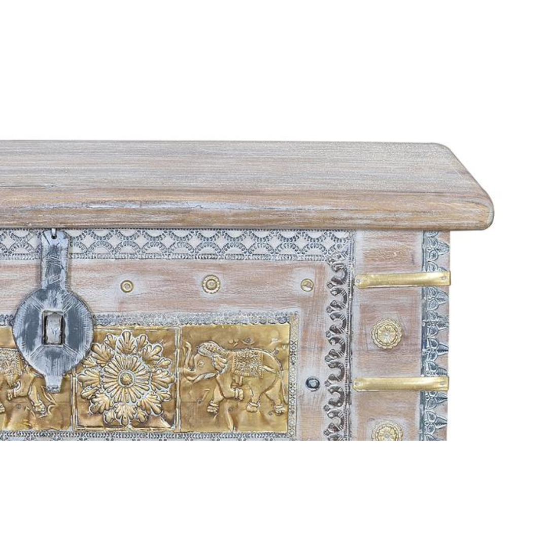 Arca Esencia Colonial – Baúl de Mango y Bronce (80 cm)