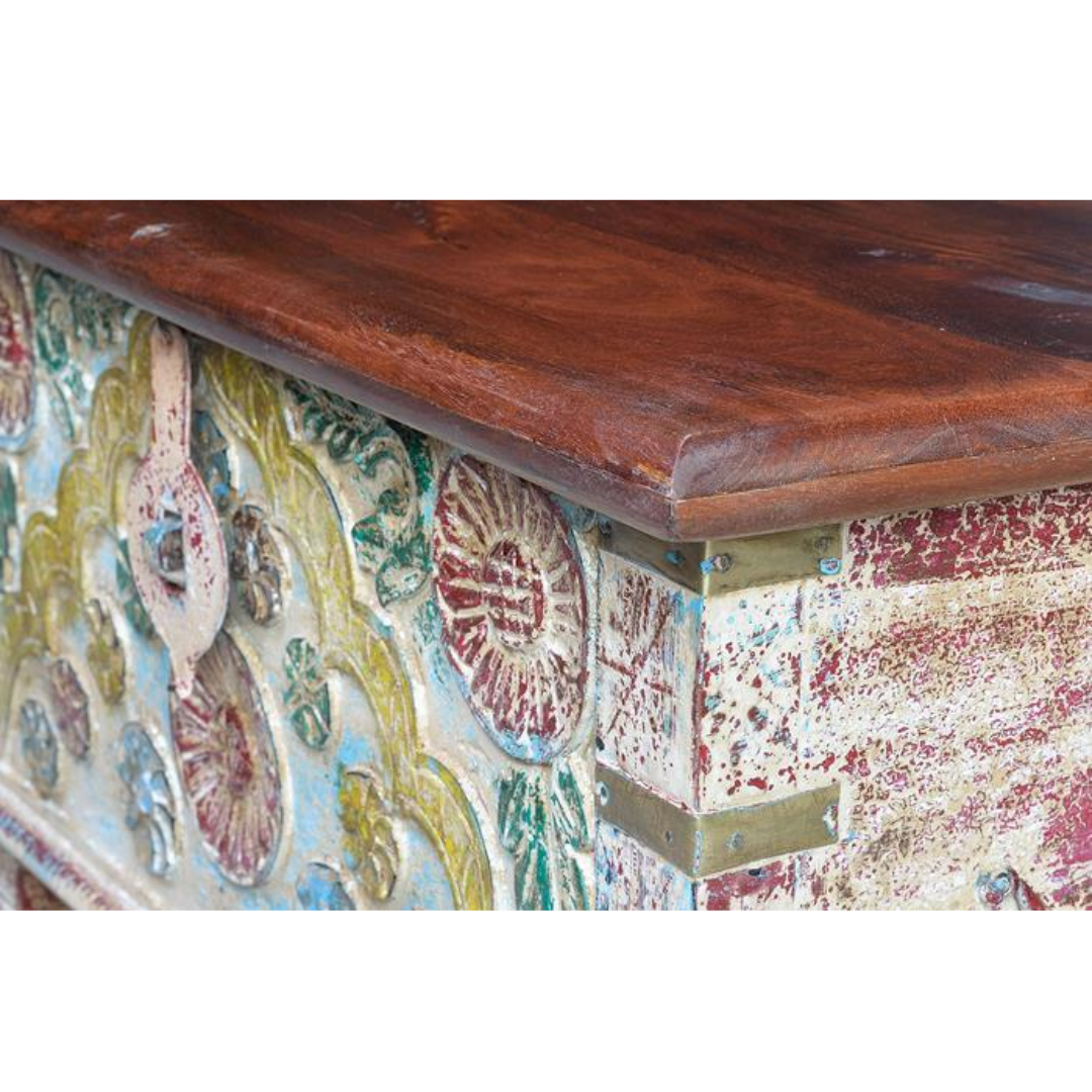 Arca Caleidoscopio – Baúl Étnico Multicolor (80 cm)