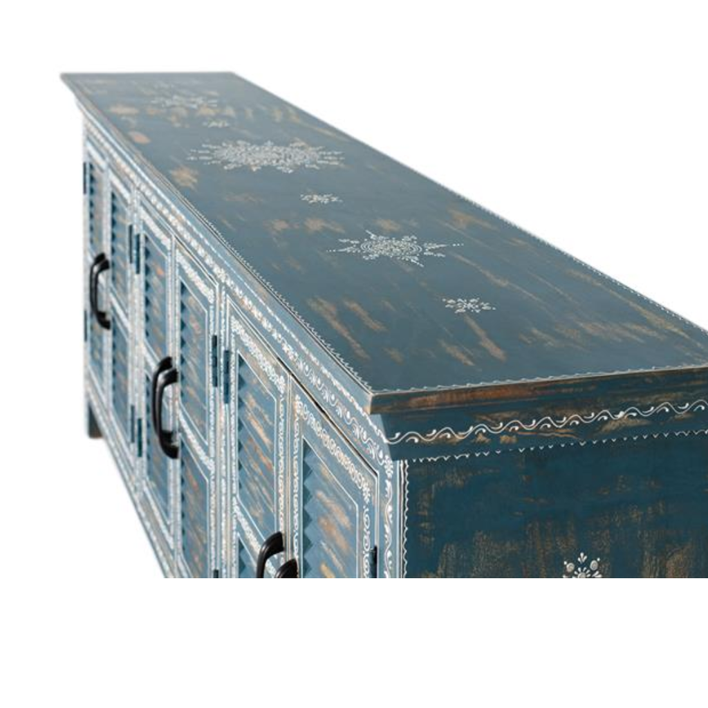 Aparador Océano de Mango – 6 Puertas Pintadas a Mano (184 cm)