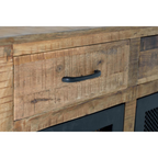 Aparador Taller Industrial – Mango Natural y Ruedas de Forja (100 cm)