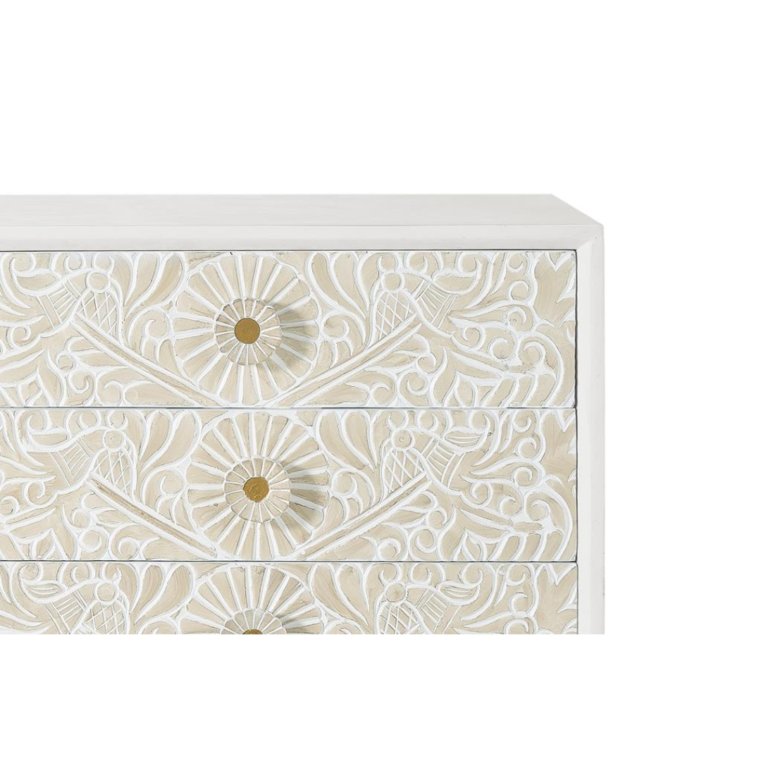 Cómoda Relieve de Oriente – Mango Tallado de 6 Cajones (170 cm)