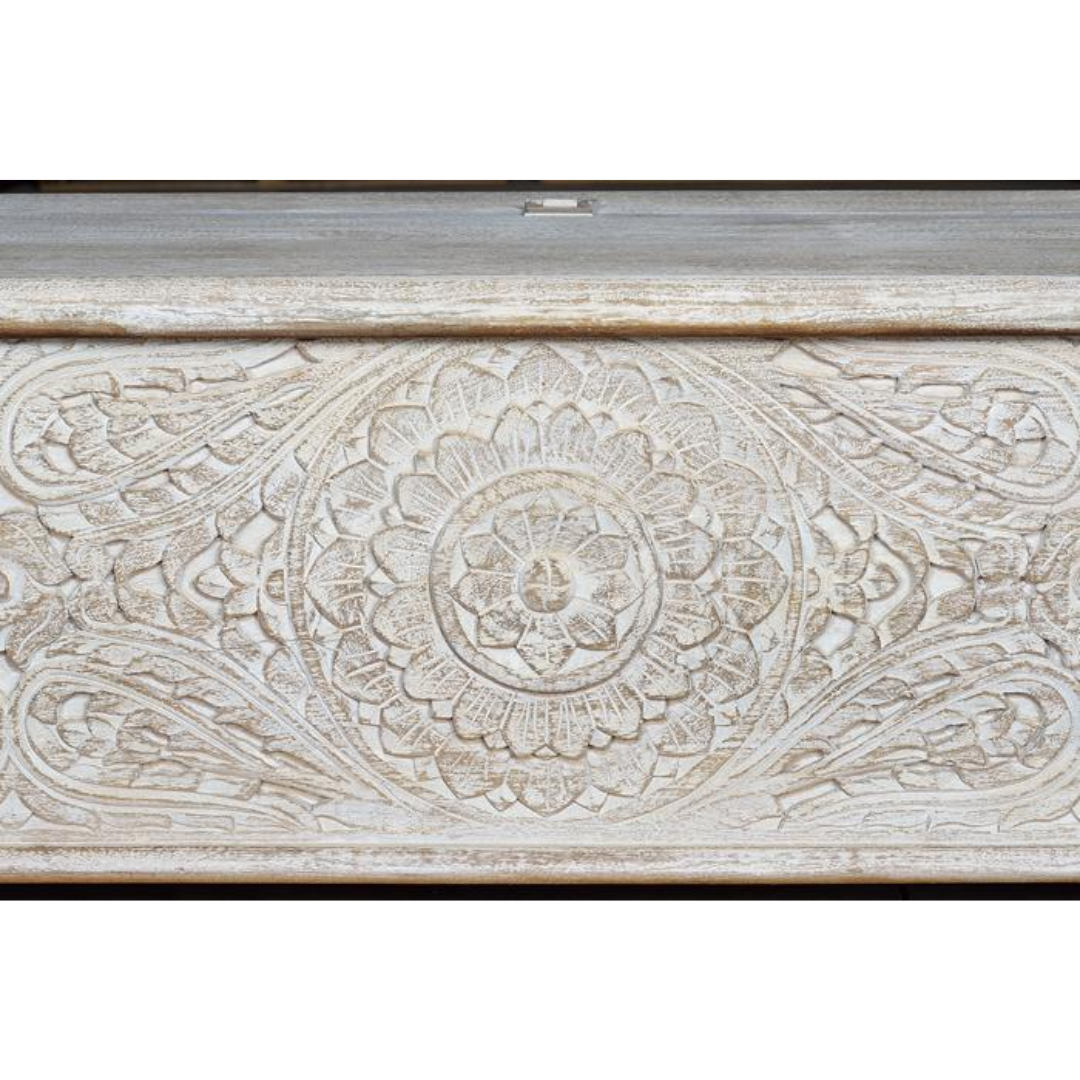 Arca Palacio del Sol – Baúl de Mango Tallado XL (150 cm)
