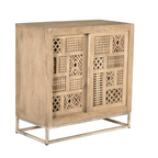 Consola Nórdica Industrial – Mango Natural y Puertas Correderas (90 cm)