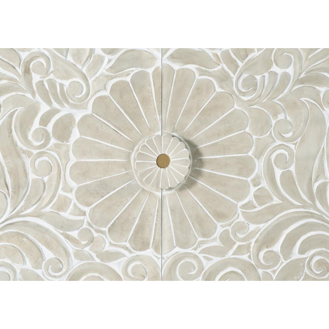 Aparador Cuadrante Real – Mango Tallado de 4 Puertas (190 cm)