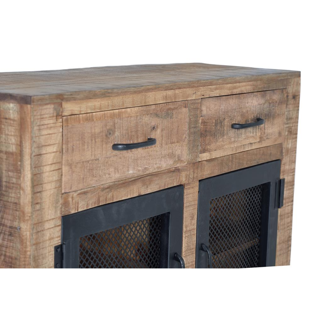 Aparador Taller Industrial – Mango Natural y Ruedas de Forja (100 cm)