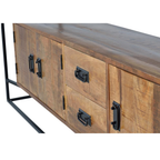 Aparador Estructura Industrial – Mango Natural y Acero (180 cm)