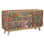 Mueble TV/Cómoda Cromía Compacta – Mango y Detalles Multicolor (100 cm)