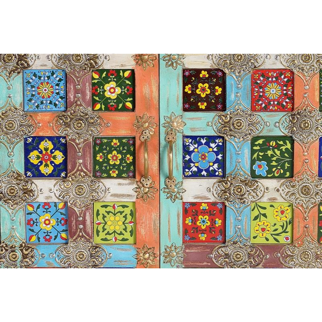 Aparador Palacio de Al-Ándalus – Mango, Azulejo y Bronce (90 cm)